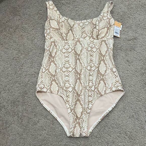 Kona Sol Other - Kona Sol Size M One Piece Swimsuit Beige Cream Snakeskin Animal Print Neutral